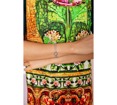 Женское платье свободного кроя, зеленого цвета с принтом, 167R072