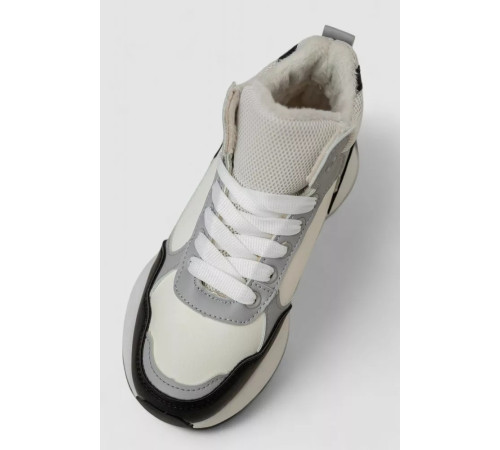 Кроссовки женские зимние на меху, цвет черно-белый, 248RXM21.