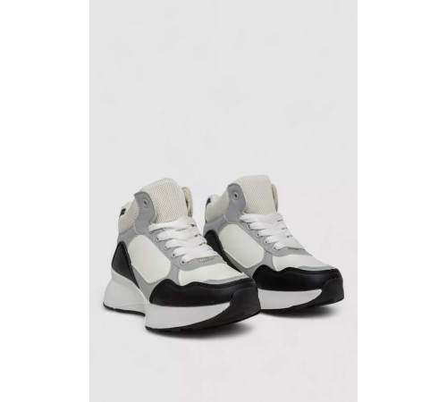 Кроссовки женские зимние на меху, цвет черно-белый, 248RXM21.