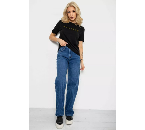 Женская футболка с принтом, цвет черно-золотистый, 238R57376