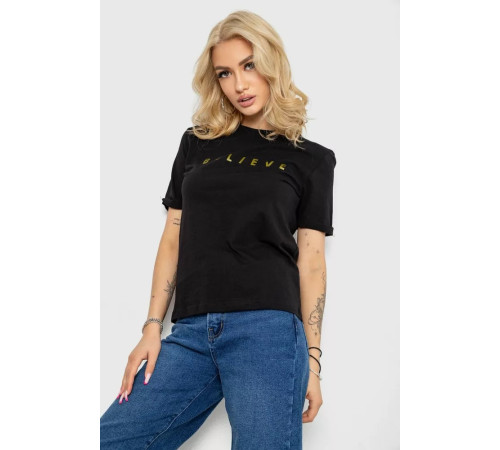 Женская футболка с принтом, цвет черно-золотистый, 238R57376