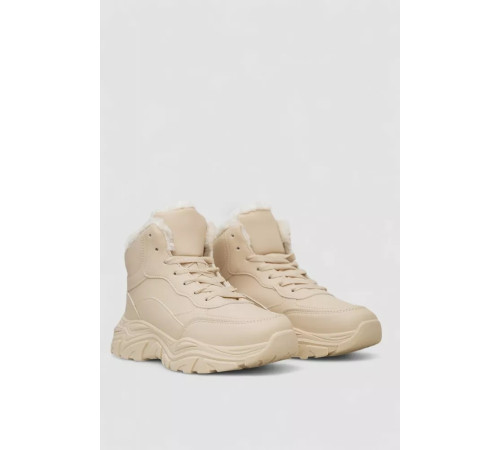 Кросівки жіночі зимові на хутрі, колір бежевий, 248RDM08