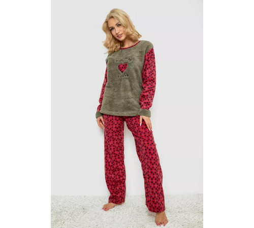 Пижама женская махра, цвет оливково-красный, 238R58435.