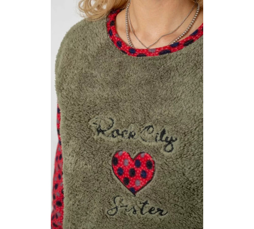 Пижама женская махра, цвет оливково-красный, 238R58435.