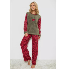 Піжама жіноча махра, колір оливково-червоний, 238R58435