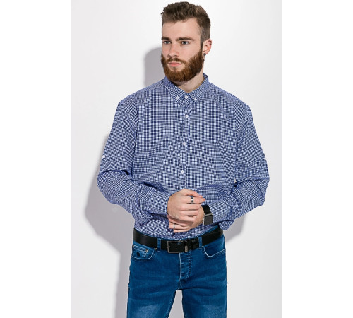 Рубашка, сине-белая в клетку, с длинными рукавами, 511F006