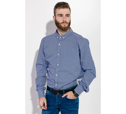 Рубашка, сине-белая в клетку, с длинными рукавами, 511F006