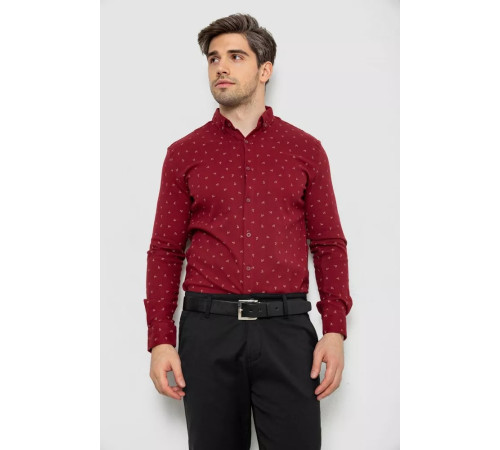 Сорочка чоловіча з принтом, колір бордовий, 214R7365-1