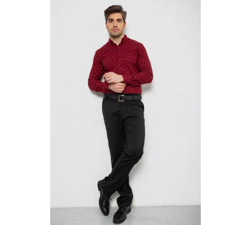 Сорочка чоловіча з принтом, колір бордовий, 214R7365-1