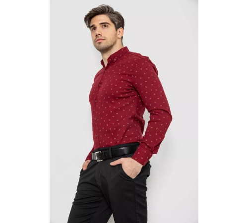 Сорочка чоловіча з принтом, колір бордовий, 214R7365-1
