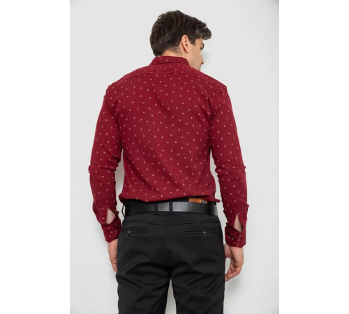 Сорочка чоловіча з принтом, колір бордовий, 214R7365-1