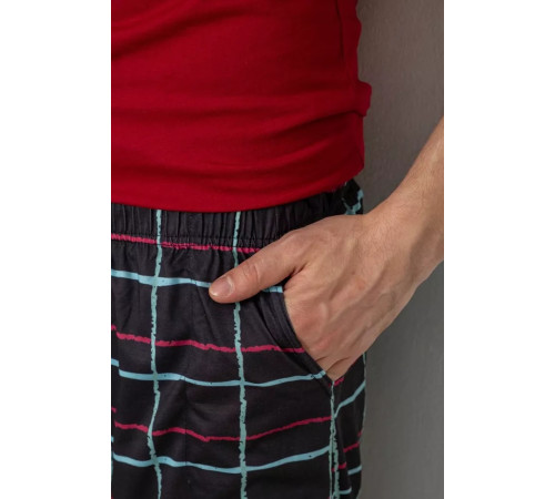 Піжама чоловіча з принтом, колір бордовий, 243R2006