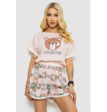 Піжама жіноча з принтом, колір рожевий, 243R15414
