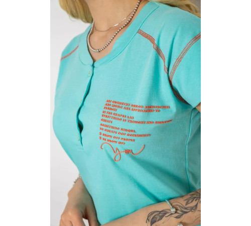 Женская пижама с принтом, цвет бирюзовый, 243R0004-P10
