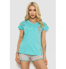 Женская пижама с принтом, цвет бирюзовый, 243R0004-P10