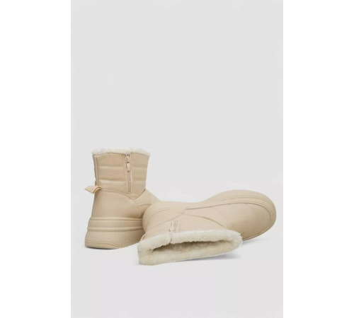 Дутики женские зимние на меху, цвет бежевый, 248RAM018