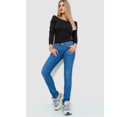 Джинсы женские однотонные, цвет синий, 244R014