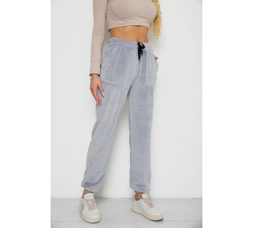 Брюки женские велюровые, цвет серый, 238R58168