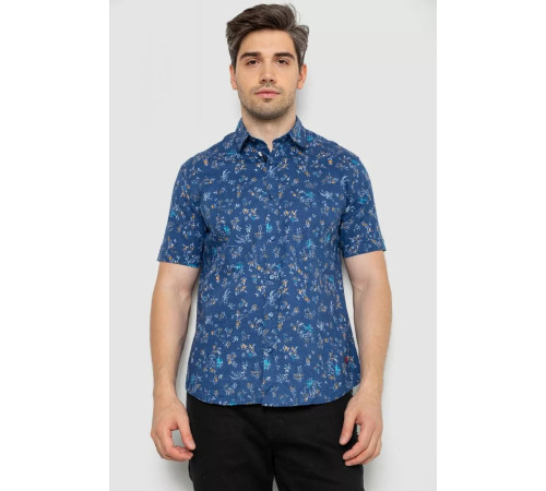 Сорочка чоловіча з принтом, колір джинс, 214R6917-91