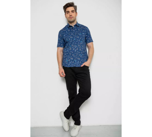 Сорочка чоловіча з принтом, колір джинс, 214R6917-91