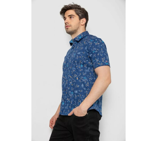 Сорочка чоловіча з принтом, колір джинс, 214R6917-91