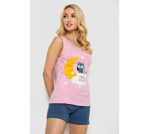 Піжама жіноча з принтом, колір рожевий, 243R24238