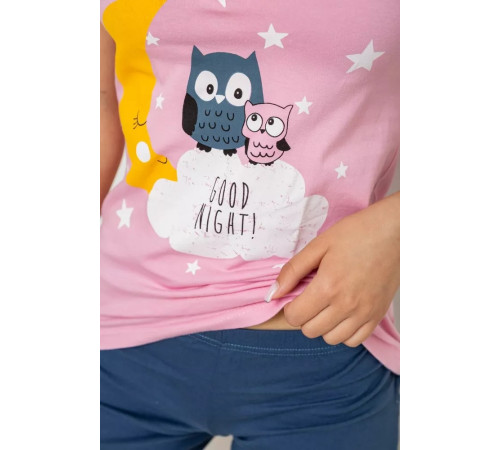 Піжама жіноча з принтом, колір рожевий, 243R24238