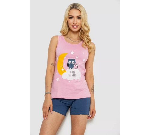 Піжама жіноча з принтом, колір рожевий, 243R24238