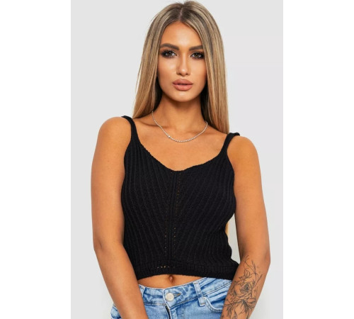 Топ женский вязаный, цвет черный, 244R287