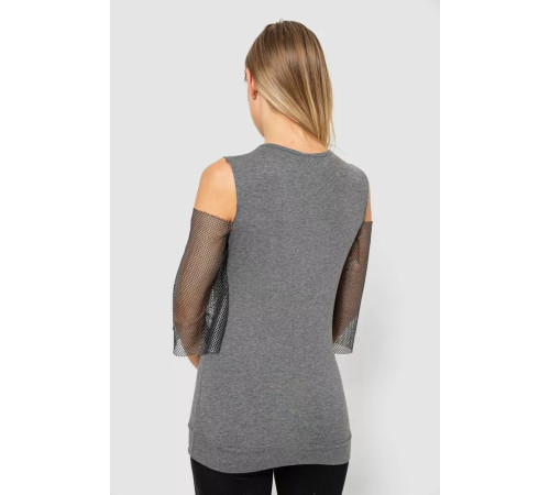Повсякденна жіноча однотонна футболка, колір сірий, 247R027