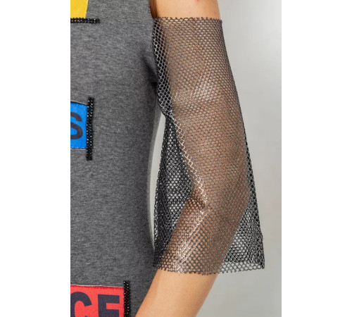 Повсякденна жіноча однотонна футболка, колір сірий, 247R027