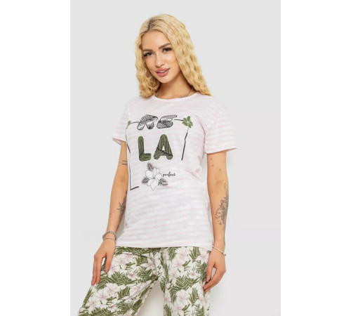 Пижама женская с принтом, цвет розово-зеленый, 243R3757.