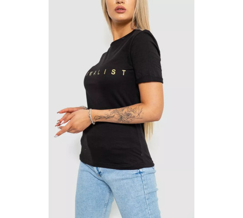 Женская футболка с принтом, цвет черный, 238R57379
