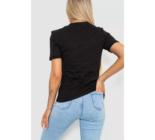 Женская футболка с принтом, цвет черный, 238R57379