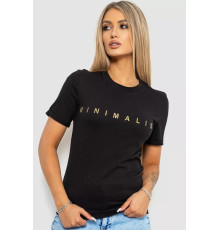 Футболка жіноча з принтом, колір чорний, 238R57379
