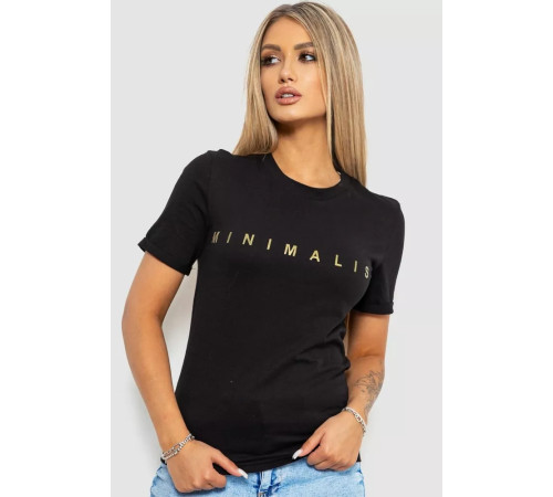 Женская футболка с принтом, цвет черный, 238R57379