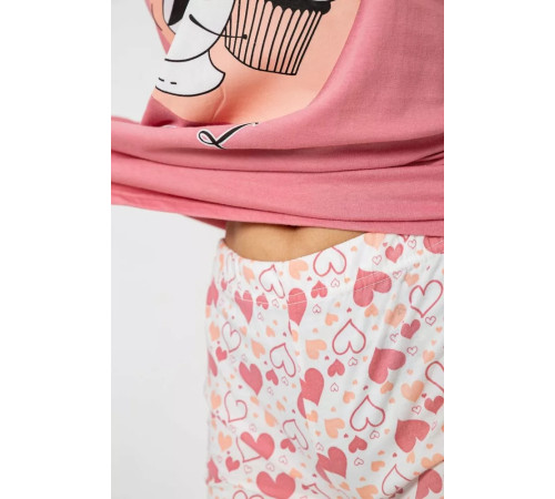 Женская пижама с принтом, цвет пудровый, 243R3046