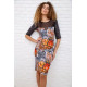 Платье в цветочный принт, серо-черного цвета, 167R128-3.