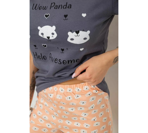 Женская пижама с принтом, цвет серый, 243R15916