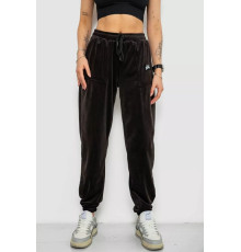 Спортивні штани жіночі велюрові на флісі, колір чорний, 238R58647-1