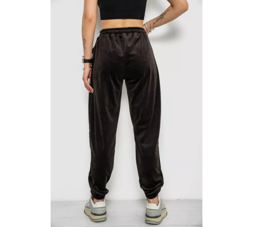 Спортивні штани жіночі велюрові на флісі, колір чорний, 238R58647-1