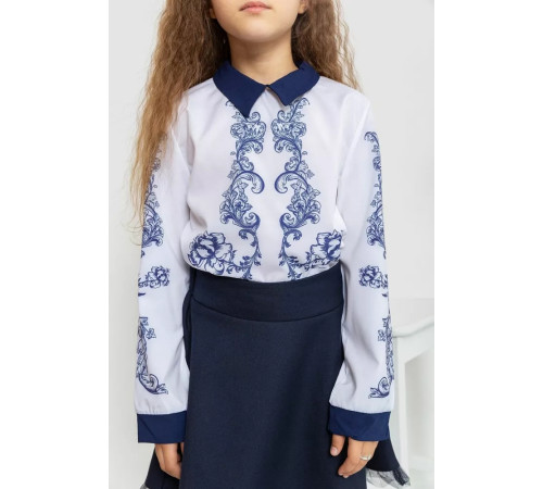 Блузка нарядная для девочек, цвет сине-белый, 172R026