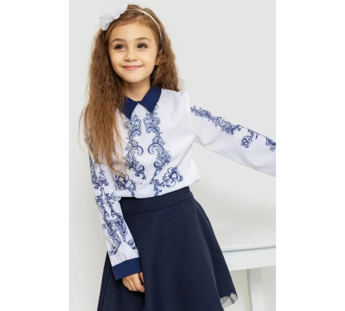 Блузка нарядная для девочек, цвет сине-белый, 172R026