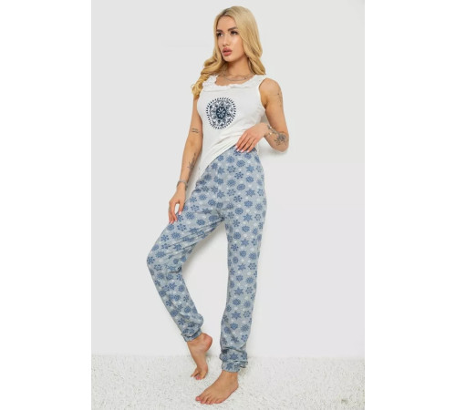 Пижама женская с принтом, цвет молочный, 243R1484-021.