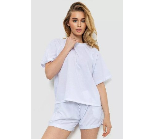 Женский костюм однотонный, цвет белый, 244R039