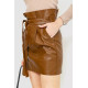 Спідниця з екошкіри коротка, колір коричневий, 186R6631