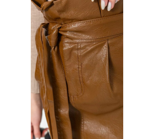 Спідниця з екошкіри коротка, колір коричневий, 186R6631