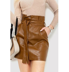 Спідниця з екошкіри коротка, колір коричневий, 186R6631