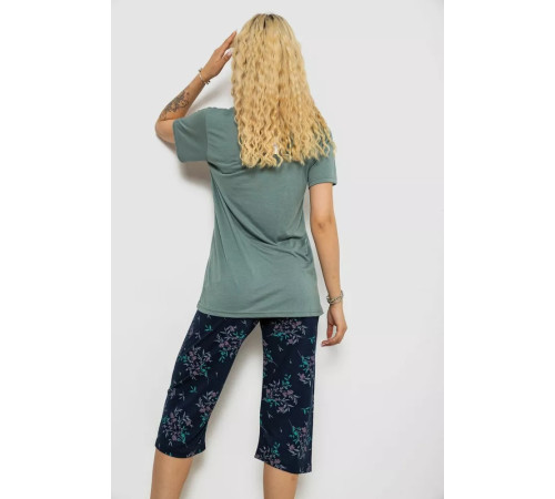 Піжама жіноча з принтом, колір оливковий, 243R10302