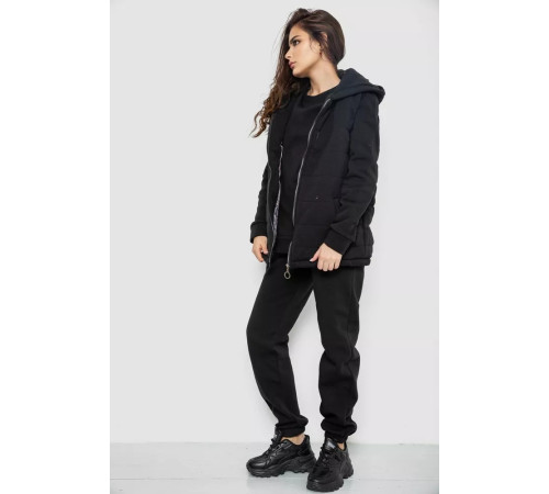 Спортивный костюм-тройка женский на флисе, цвет черный, 247R2020